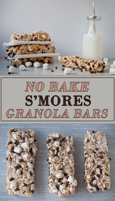 Easy Homemade School Snacks, Smores Granola Bars Healthy, Marshmallow Granola Bars, S’mores Granola Bars, Pampered Chef Snack Bar Maker Recipes, Smores Granola Bars, Snack Bar Recipes, Granola Recipe Bars, 100 Calorie