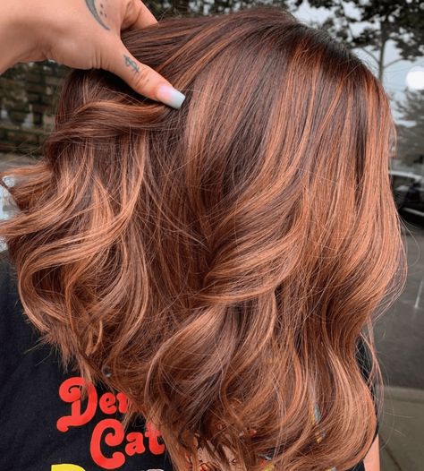 Pumpkin Spice Balayage, Autumn Highlights, Pumpkin Spice Hair, Red Balayage Hair, Highlights For Dark Brown Hair, Hair Color Auburn, Hair Color Highlights, Auburn Hair, Hair Color Balayage