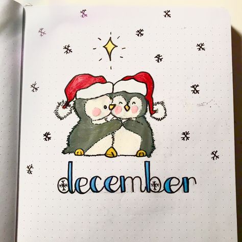 Bulett Journal Page Ideas December, December Journal Ideas Cover, December Drawings Ideas, December Journal Page, December Bujo Cover Page, Bullet Journal December Cover, Bullet Journal Ideas December, Journal For December, December Clipart