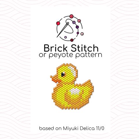 Duck Bead Pattern, Beaded Brick Stitch Patterns, Beaded Duck, Brick Stitch Tutorial, Brick Stitch Patterns, Bath Duck, Diy Seed Bead Earrings, Seed Bead Crafts, Word Patterns