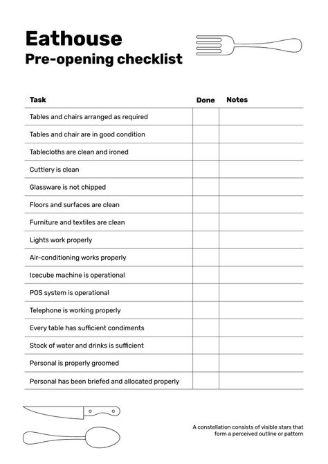 Restaurant Opening Checklist, Restaurant Manager Checklist, Restaurant Checklist, Waiter Restaurant, Oasis Restaurant, Starting A Catering Business, Brewery Decor, Bill Book, Pre Opening