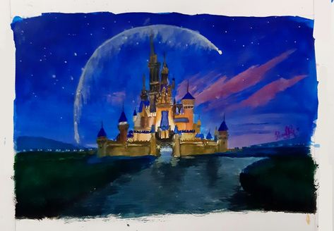 Walt Disney Castle Drawing, Disney Castle Painting, Disney Castle Drawing, Walt Disney Castle, Disney Painting, Castle Drawing, Castle Painting, Disney Paintings, Disney Castle