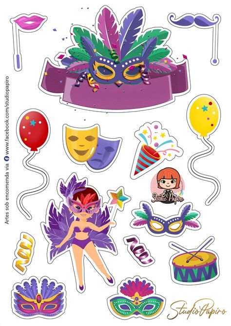 Fotos De SILVINHA ART´S Em Topo De Bolo | Toppers De Bolo Topper Carnaval, Telegram Stickers, Seashell Crafts, Kids Cake, How To Make Cake, Cake Toppers, Decoupage, Carnival, Scrapbooking