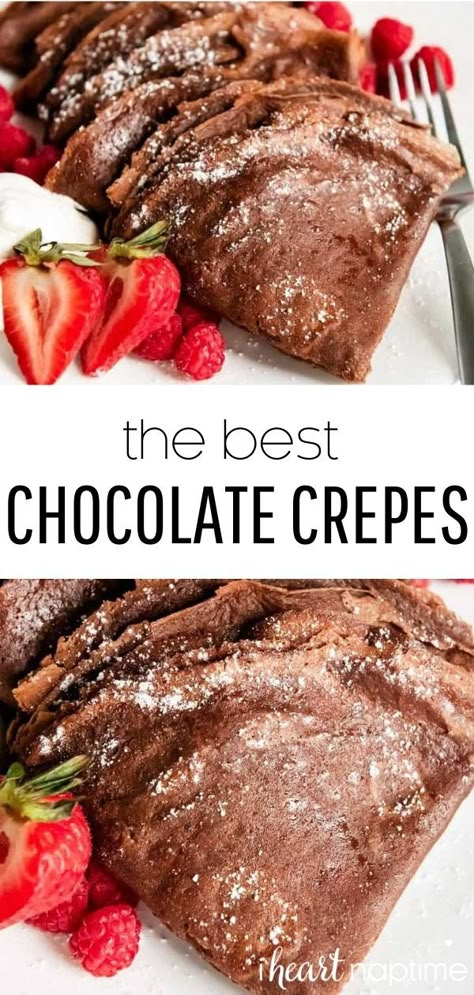 Chocolate Crepes Recipe, Crêpe Recipe, Crepe Bar, Decadent Dinner, Sweet Crepes Recipe, Breaking Fast, Crepes Recipe, Chocolate Crepes, Sweet Crepes