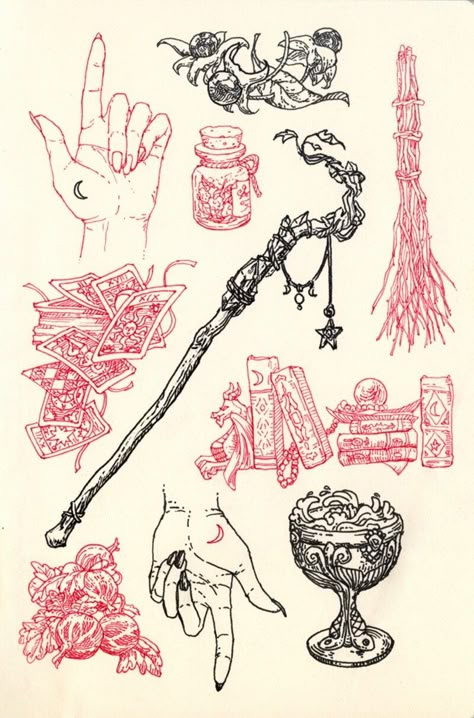 Witchy Sketches, Witchcraft Design, Magic Staff, Home Organization Ideas, Urban Kitchen, 1 Tattoo, My Sketchbook, Ideas Vintage, Arte Sketchbook