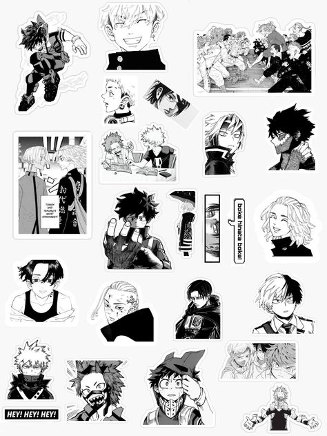 Tokyo revengers, mha Mha Stickers Printable Black And White, Tokyo Revengers Printable Stickers, Stickers Black And White Anime, Anime Stickers Tokyo Revengers, Tokyo Revengers Journal, Mha Stickers Printable, Anime Stickers Manga, Art Markers Drawing, Anime Sticker