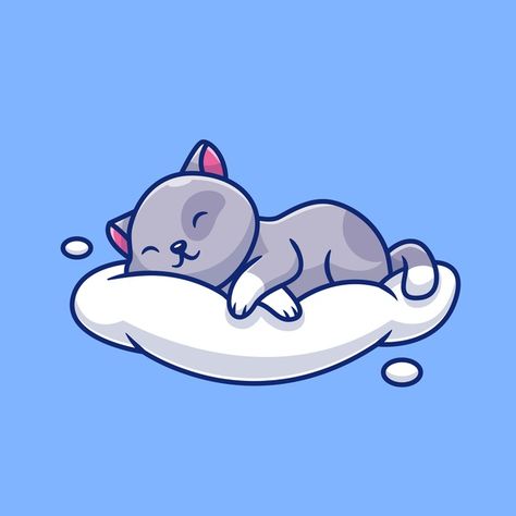 Premium Vector | Cute cat sleeping on the cloud icon illustration. animal love icon concept . Kat Haken, Cute Cat Sleeping, Cat And Cloud, Sleeping Drawing, Love Icon, Sleeping Animals, Animal Love, Cloud Icon, Cat Vector