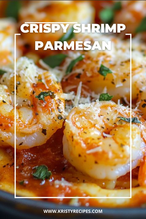 Looking for a quick and flavorful meal idea? This Shrimp Parmesan recipe features golden-breaded shrimp, Parmesan cheese, and a rich marinara sauce. Serve with pasta or salad for a complete meal that everyone will love! #ShrimpRecipes #ParmesanLovers #SeafoodDishes #QuickMeals #FamilyDinnerIdeas Shrimp Marinara Pasta, Shrimp Parmesan Recipe, Shrimp Parmigiana, Shrimp Marinara, Shrimp Parmesan, Shrimp Spaghetti, Parmesan Recipe, Breaded Shrimp, Crispy Shrimp