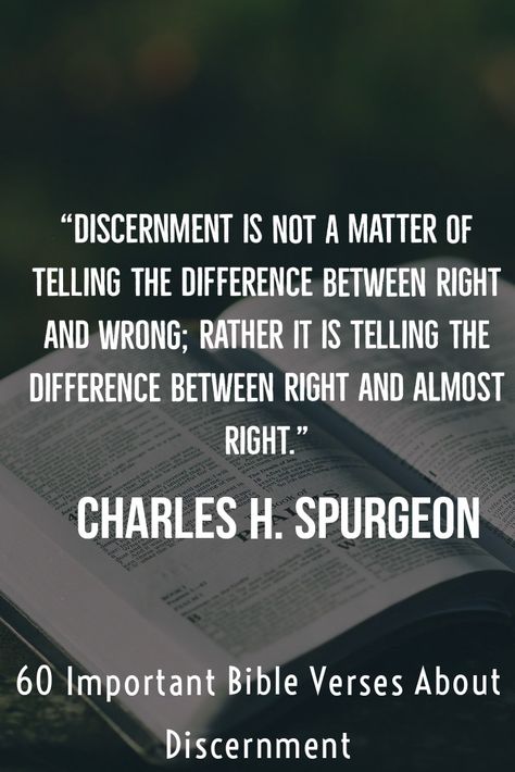 “Discernment is not a matter of telling the difference between right and wrong; rather it is telling the difference between right and almost right.” — Charles H. Spurgeon Scriptural Quotes, Ecclesiastes 12, God's Voice, What Is Evil, Spurgeon Quotes, Right And Wrong, Christian Pins, Christian Movies, Christian Love