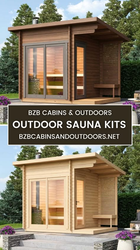 Wood Sauna Outdoor, Diy Sauna Plans, Outdoor Wood Burning Sauna, Sauna Kits Outdoor, Building A Sauna Outdoor, Sauna Outdoor Ideas, Sauna Building Plans, Cedar Sauna Outdoor, Outside Sauna Ideas