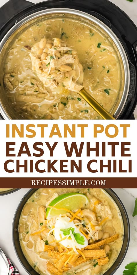 Chili Gluten Free, Instant Pot White Chicken Chili, Easy White Chicken Chili, Gluten Free Instant Pot, Food Thoughts, White Bean Chicken Chili, White Chili Chicken Recipe, Yummy Dishes, Instant Pot Soup Recipes