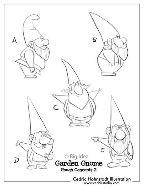 3-2-1 Penguins! Character Designs | Cedric Hohnstadt Illustration Gnomes Character Design, Gnome Drawing Simple, Gnome Sketch, Gnomes Illustration, Gnome Drawing, Gnome Illustration, Lawn Flamingos, David The Gnome, Baby Logo Design