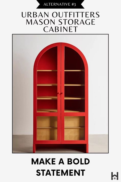 Urban Outfitters Mason Red Storage Cabinet Paneled Doors, Classic Cabinet, Books Decor, Walnut Cabinets, Wood Drawers, Wood Interiors, Glass Cabinet, Home Upgrades, House System