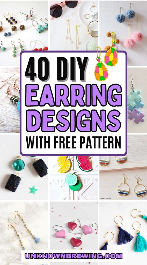 40 Creative DIY Earring Ideas for Stylish Looks How To Bead Earrings, Diy Earrings For Beginners, Diy Earrings Ideas, Diy Earrings Video, Holiday Earrings Diy, Diy Earring Cards, Upcycle Earrings, Free Jewelry Making Projects, Diy Earrings Tutorial