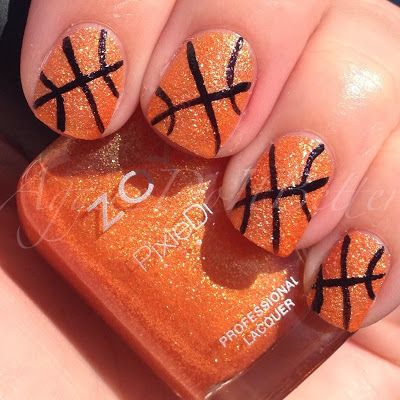 March madness basketball nails with zoya beatrix Nails Basketball, Basketball Nail Designs, Sports Nail Art, Basketball Nails, Sports Nails, Kids Nail Designs, March Nails, Basketball Tricks, Ball Hairstyles