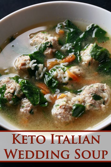 Lemon Salad Dressings, Italian Meatball Soup, Keto Italian, Italian Wedding Soup Recipe, Italian Wedding Cookies, Pasta Substitute, Italian Diet, Low Carb Meal, Wedding Soup