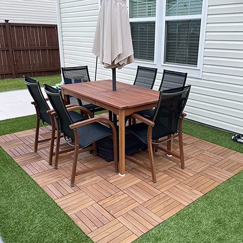 Garden Floor Ideas Cheap, Patio Deck Tile Ideas, Snap Together Patio Tiles, Interlocking Wood Tiles, Patio Floor Covering Ideas, Tile Decks Outdoor Patios, Outdoor Floor Tiles Design Patio, Ikea Flooring Outdoor, Interlocking Patio Tiles Outdoor