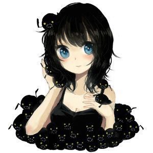 anime little girl with black hair and blue eyes