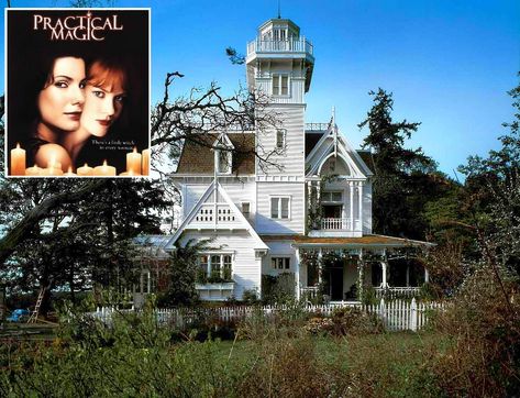 Revisiting the Victorian built for the 1998 movie "Practical Magic," inspired by late 19th-century architecture and New England lighthouses. Witch Season, Practical Magic House, Victorian Greenhouse, Magic House, Victorian Architecture, Trondheim, Romantic Homes, Practical Magic, Beautiful Buildings