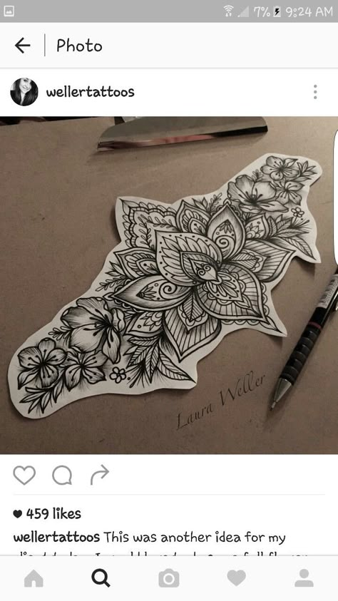 Lower back tattoo design! Tatuaje Cover Up, Lower Back Tattoo Designs, Tattoos Pinterest, Tattoo Thigh, Girl Back Tattoos, Geniale Tattoos, Sternum Tattoo, Mandala Tattoo Design, Up Tattoos