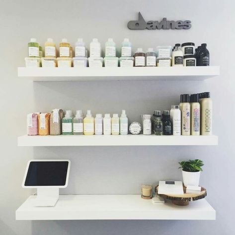 an international hair + lifestyle brand here to help find balance between sustainability + beauty Davines Products Display, Davines Retail Display, Davines Salon Design, Organised Shelves, Davines Salon, Salon Retail Display Ideas, Salon Products Display, Medspa Decor, Salon Retail Display