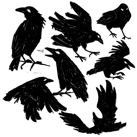 Flying Raven Silhouette, Crow Photography Flying, Crow Digital Art, Scary Bird Drawing, Crow Mask Drawing, Cute Raven Art, Crow Flying Drawing, Skunk Sketch, Crow Tattoo Arm