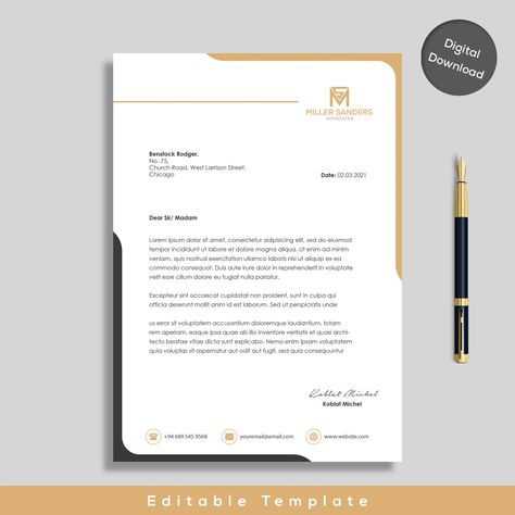 This Clean, Modern & Professional letterhead design, suitable for both personal & corporate use. Try our letterhead template so that you can save both your time & money. With just a few clicks, you can easily change the texts, fonts and colors to personalize your letterhead design. These Letterhead Templates were created using minimal designs, elegant styles and easy-to-read layouts. You must have the basic knowledge about the application you will use to customize this template. If you have not Letter Head Design Idea, Letterhead Design Branding, Company Letterhead Design, Corporate Letterhead Design, Business Letterhead Design, Letterhead Designs, Letter Head Design, Letter Heads, Letterhead Format