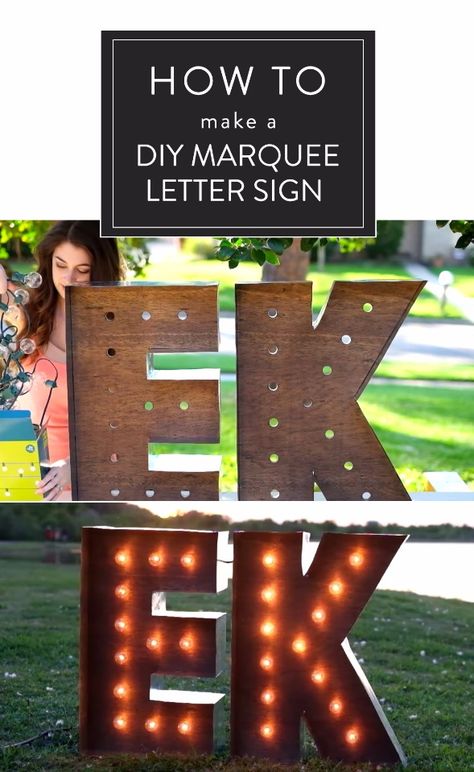 Diy Letter Decor Initials Wedding, Light Up Letters Wedding Diy, How To Make A Marquee Sign, Diy Marquee Letters Wood, Diy Marquee Letters With Lights, Diy Giant Marquee Letters, Diy Large Light Up Letters, Wedding Marquee Sign, Diy Name Light Sign