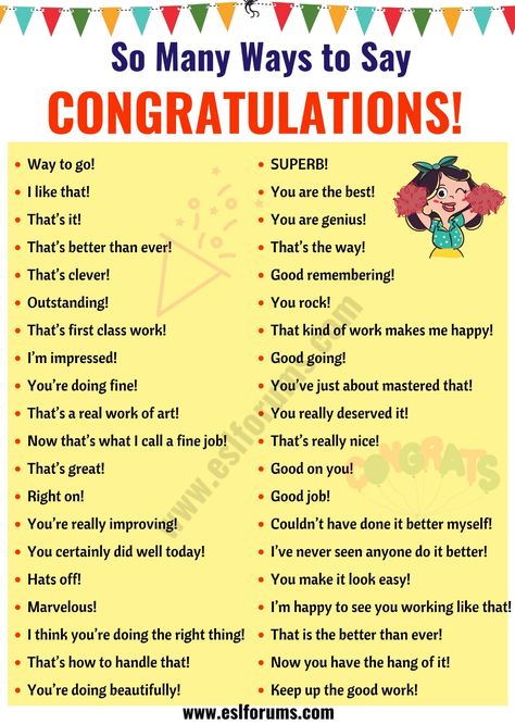 Congratulations Synonym: 40 Interesting Ways to Say Congratulations! - ESL Forums Congratulations Synonym, Congratulations Wishes, Ways To Say Congratulations, Teaching English Grammar, Say Congratulations, English Learning Spoken, Essay Writing Skills, English Vocab, Learn English Grammar