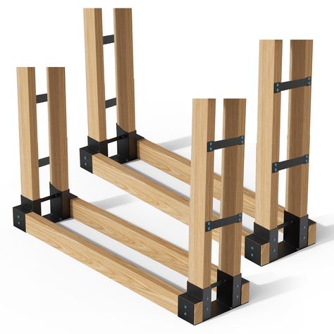 PRICES MAY VARY. Make your own firewood log rack with these 4 metal brackets kit with end-plates and screws. adjustable to any length, any shape, depends on your demand DIY firewood holder with 2 x 4s (not included), Keep your woodpile high and dry for easier, safer burning. Keep the bottom of the wood away from the ground to protect the wood from moisture and insects, For both outdoor and indoor use, made of steel with black powder-coated finish -Weatherproof against scratching, chipping and co Outdoor Firewood Storage, Updated Fireplace, Firewood Storage Rack, Outdoor Firewood Rack, Wood Stacking, Firewood Racks, Firewood Logs, Firewood Holder, Fireplace Logs