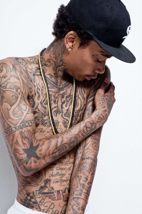 Kneck Tattoos, Wiz Khalifa Tattoos, Whiz Khalifa, Pressure Makes Diamonds, Wife Tattoo, Maroon 5 Lyrics, Torso Tattoos, Hip Hop Classics, Old School Fashion