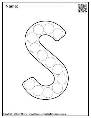 Letter S "10 free Dot Markers coloring pages" Abc For Toddlers, Learn Alphabet, Alphabet Crafts Preschool, Alphabet Centers, Dot Marker Activities, Dot Letters, Kindergarten Coloring Pages, Preschool Coloring Pages, Do A Dot