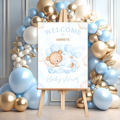 $59.4 | We Can Bearly Wait Boy Baby shower welcome sign - baby shower welcome sign, we can bearly wait, teddy bear baby shower, cute baby bear, boy baby shower welcome sign, blue, boy baby shower, blue baby shower, cute baby boy shower invitations, baby shower welcome party decor Teddy Bear 1st Birthday, Polar Bear Baby Shower, Winter Baby Shower Themes, Bear Baby Shower Theme, Baby Boy Shower Party, Winter Wonderland Baby Shower, White Baby Showers, Teddy Bear Baby Shower, Shower Welcome Sign