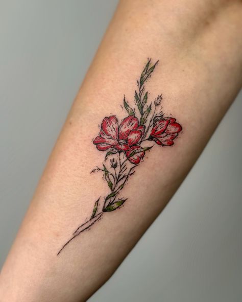 •Red Flower Tattoo• . . . . . . . . . . . . . . . #flowertattoo #tattoo #tattooideas Scarlet Begonias Tattoo, Red Flowers Tattoo, Red Flower Tattoo, Red Flower Tattoos, Flower Wrist Tattoos, Art Ink, Tattoo Idea, Red Flower, Flower Tattoos