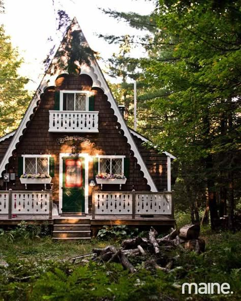 A Frame Fairytale Houses, Triangle House, A Frame Cabins, Cabin Inspiration, Cabin Tiny House, A Frame House Plans, Cabin Living, Dream Cottage, A Frame Cabin