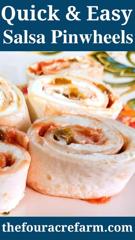 Salsa Pinwheels Cream Cheese, Salsa Pinwheels, Pinwheel Appetizers Easy, Breakfast Pinwheels, Farmhouse Food, Easy Dinner Desserts, Cream Cheese Pinwheels, Tortilla Pinwheels, Cream Cheese Roll Up