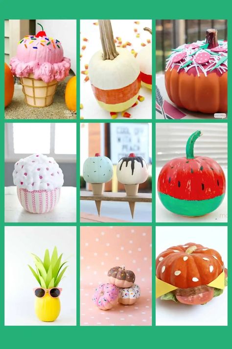 When a traditional Jack-o’-lantern won’t cut it, try one of these creative pumpkin decorating ideas instead. Pizzas, ice cream, doughnuts and more — you’ll be amazed by these these decorated pumpkins that look like food. Pumpkin Ideas Painting, Creative Pumpkin Ideas, Creative Pumpkin Decorating Ideas, Pumpkin Painting Party, Decorated Pumpkins, Pumpkin Decorating Ideas, Creative Pumpkin Painting, Creative Pumpkin Decorating, Red Pumpkins