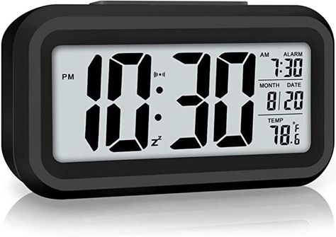 Alarm Clock for Bedrooms, Smart Night Light, Battery Operated Small Easy Desk Bedside Gifts Clock - Black Bedroom Clock, Desk Alarm Clock, Kids Alarm Clock, Bedroom Clocks, Bedside Clock, Clocks Back, Travel Alarm Clock, Clock For Kids, Alarm Clocks