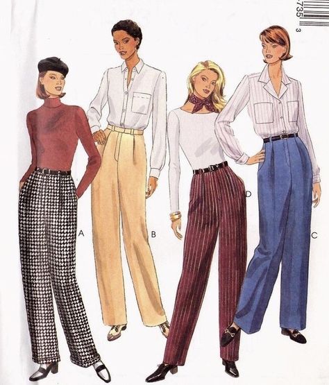 Pants With Pleats, Patron Vintage, Pants Sewing, Retro Pants, Fashion Illustration Vintage, Pants Sewing Pattern, 1990s Fashion, 1990's Fashion, High Waist Pants