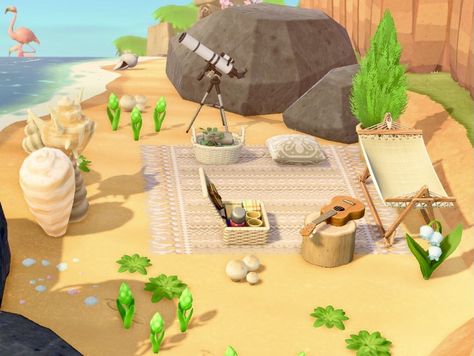 Beach Idea Animal Crossing, Beaches Animal Crossing, Animale Crossing, Beach Inspo Animal Crossing, Animal Crossing Cooking Area, Animal Crossing Scenery, Animals Crossing Island Ideas, Animal Crossing Island Inspiration Simple, Animal Crossing Beach Island Ideas