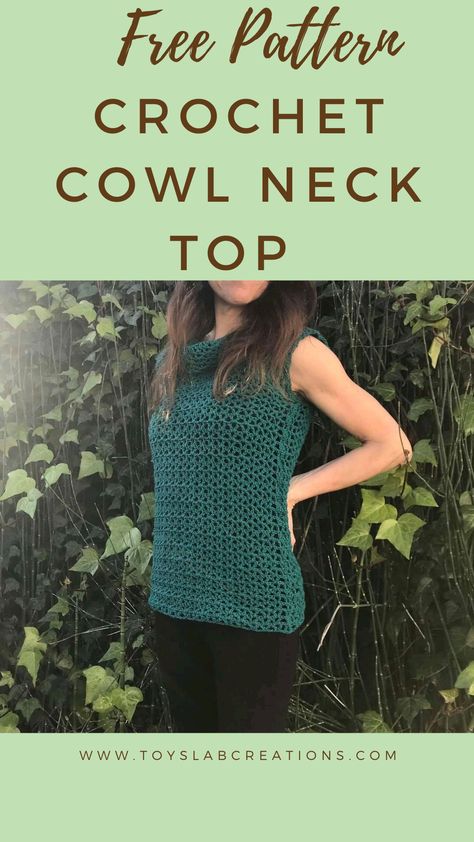 This easy and free crochet top pattern is great for summer and works up super quick. #crochetcowlneck #crochetsummertop #summercrochet #crochettop #crochettops #crochettoppatterns #crochettoppattern #toyslabcreations Baby Bonnet Pattern, Crochet Baby Bonnet, Crochet Baby Cardigan, Cowl Neck Top, Crochet Tops Free Patterns, Crochet Summer Tops, Crochet Videos Tutorials, Crochet Baby Dress, Crochet Dress Pattern