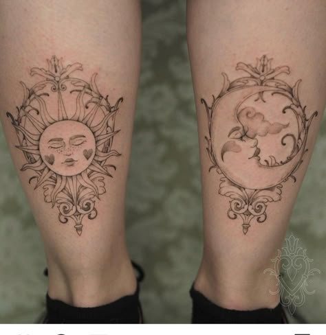 Olivia Tattoo, Whimsical Tattoos, Bookish Tattoos, Moon Tattoos, Moon Tattoo Designs, Leg Tattoos Women, Unique Tattoo Designs, Calf Tattoo, Subtle Tattoos