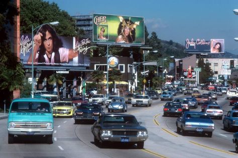 Sunset Boulevard --1979.  Retro LA. Hollywood. Seventies. Cher. Billboard. Classic. Blvd. Sunset. Flight Shoes, The Sunset Strip, Photo Exhibit, Shoes Inspiration, Sunset Boulevard, Sunset Strip, Vintage Los Angeles, Rock N’roll, History Pictures