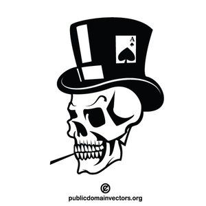 Skull of a gambler vector image in public domain Skull With Beret Tattoo, Skull Bandit Tattoo, Skull Top Hat Tattoo, Skull In Top Hat Tattoo, Skull With Top Hat Drawing, Sewing Clipart, Family Vector, Skeleton Face, Hat Vector