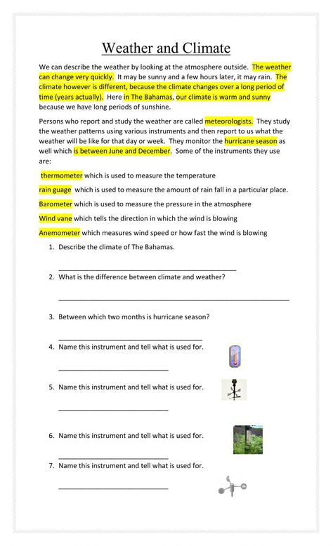 Climate And Weather Worksheet, Weather Vs Climate, Weather Worksheets, Morning Wednesday, Weather Predictions, It's Snowing, Spelling Worksheets, Journal Diy, Class Decor