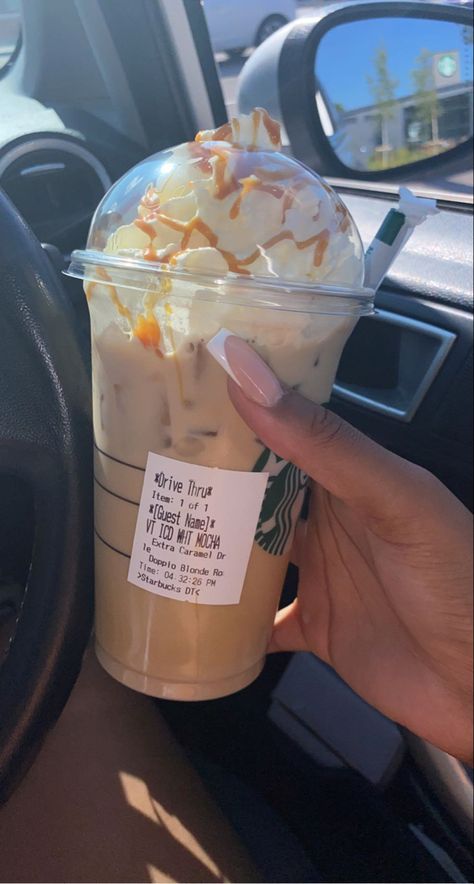 + doppio roast blonde, whipped cream & extra caramel drizzle #starbucks Starbucks Drive Thru, Starbucks Whipped Cream, Monthly Reset, Iced White Mocha, Starbucks Caramel, Caramel Drizzle, White Mocha, Drive Thru, Cookie Dough Cafe