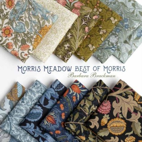 This latest collection of William Morris' Arts and Crafts designs reflect his observation of the English meadow ground. Meandering florals in natural dye shades. Accurate reproduction with Morris' signature detail, perfect for quilt and decorating projects.

FQ Bundle contains (33) SKU, Layer Cake is 10" Square, Charm Pack is 5" Square, Jelly roll is (42) 2-1/2" Strips, Mini Charm is (42) 2-1/2" Squares

Scheduled to ship June 2023 Textile Art Quilt, William Morris Fabric, Art Fil, Reproduction Fabric, Moda Fabric, Quilt Fabric Collections, Art And Craft Design, Moda Plus, Charm Pack