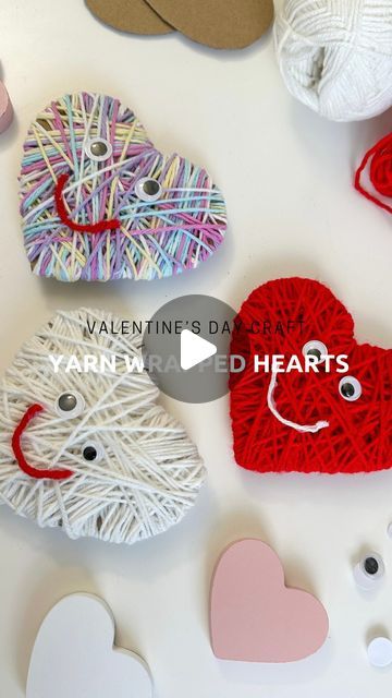 3d Heart Craft, Heart Crafts Kids, Prek Valentines, Heart Crafts For Kids, Hart Craft, Cardboard Heart, Googly Eye Crafts, Cute Garland, Draw A Heart