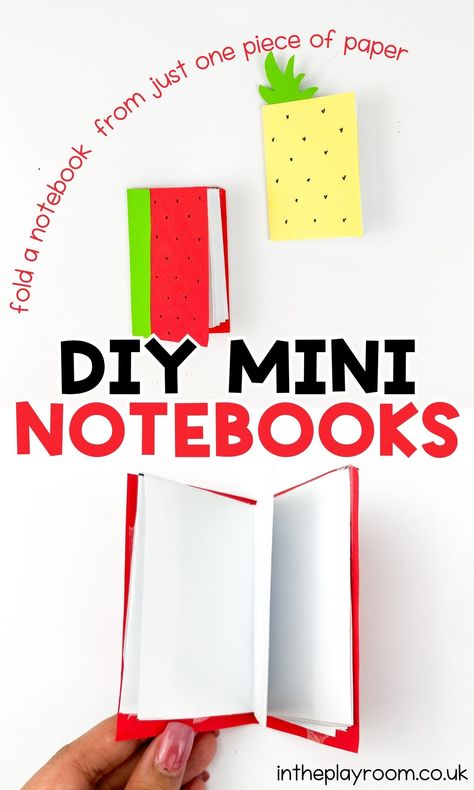 Diy Mini Notebook Craft - In The Playroom Diy Small Notebook, How To Make Mini Books, How To Make A Mini Book, Diy Mini Diary, Mini Notebook Ideas, How To Make A Mini Notebook, Diy Notebook Ideas, Mini Notebooks Diy, Cute Mini Notebooks Diy