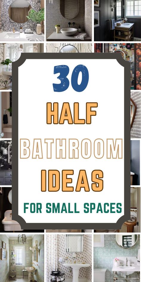 Transform your small space with these half bathroom ideas! Discover creative ways to enhance your bathroom with stylish decor, elegant fixtures, and unique accents. From modern designs to moody wallpaper, explore simple and budget-friendly options that suit your aesthetic. Click to see more and follow us for endless half bathroom inspiration and ideas! Navy Bathroom Wall Art, Half Bath Styling, Half Bathroom Ideas Flooring, Powder Rooms With Wallpaper Small Spaces, Themed Half Bathroom, Updated Half Bathroom Ideas, Half Bath Aesthetic, Rectangular Powder Room Ideas, Light Blue Bathroom With Black Accents